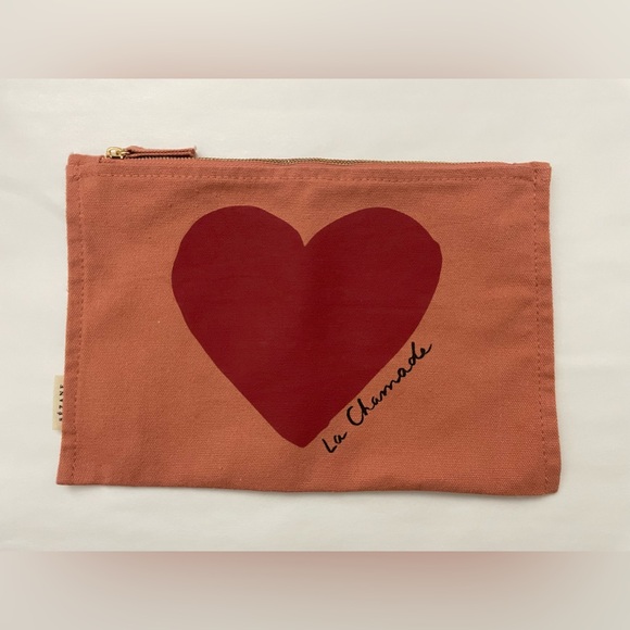 Sezane Handbags - Sezane heart la chamade pink zipper pouch
